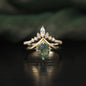 GEM'S BALLLET Unique Moss Agate V Shape Engagement Ring Set  Chevron Wedding Band 2pcs Bridal Ring Set in 925 Sterling Silver
