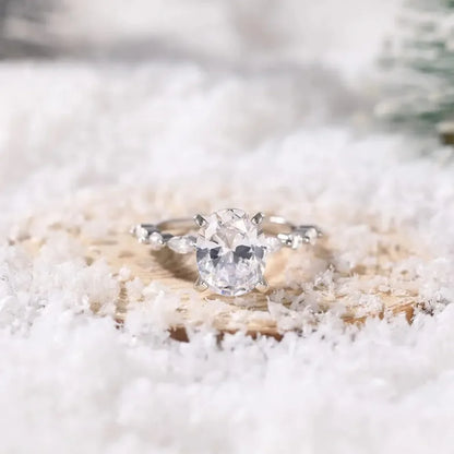 Trumium 925 Sterling Silver Luxury Ring Oval Cut Cubic Zirconia Engagement Rings  Promise Rings for Women Free Engraving