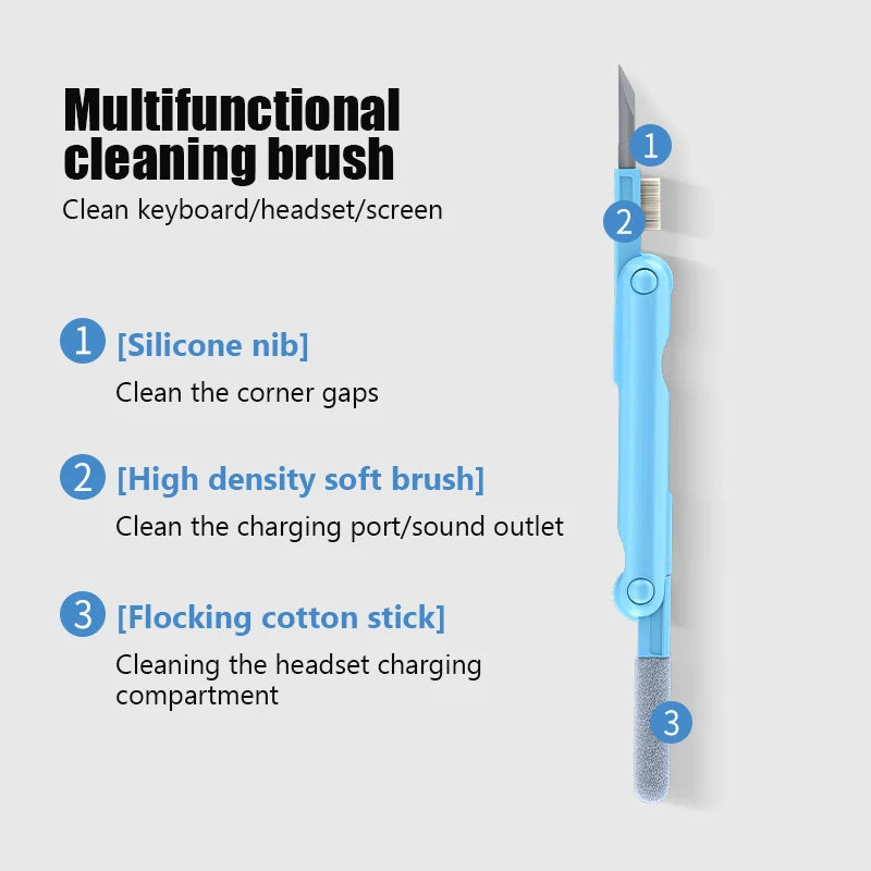 7-in-1 Computer Keyboard Cleaner Brush Kit Bluetooth Earphone Cleaning Pen For Airpods 3 Pro Headset Cleaning Tool Keycap Puller