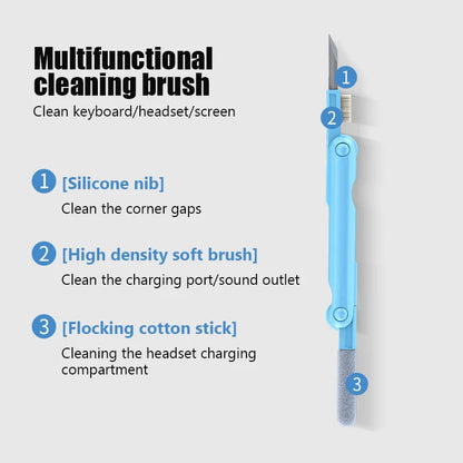 7-in-1 Computer Keyboard Cleaner Brush Kit Bluetooth Earphone Cleaning Pen For Airpods 3 Pro Headset Cleaning Tool Keycap Puller