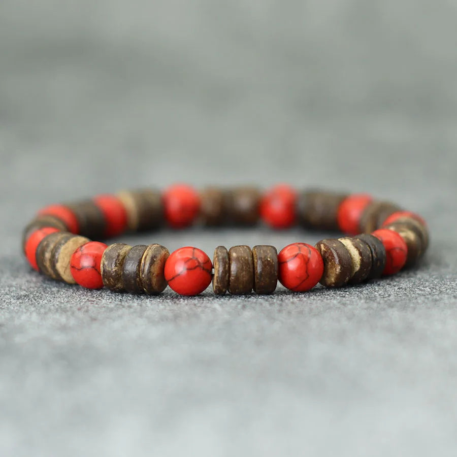 New Natural Coconut Husk Bracelet For Men Handmade Onyx Volcanic Rock Stone Beaded Braslet Leisure Accessories Meditation Joias
