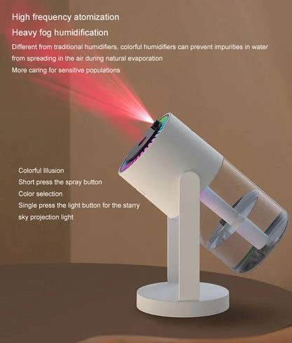 USB Car Air Humidifier Starry Sky Color Night Light Rotating 280ml Small Silent Vehicle Home Air Humidification Big Fog