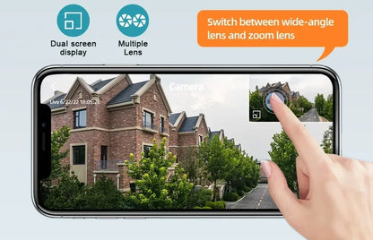WiFi Camera Dual Lens 8MP 4K Wi-Fi Security IP Cameras Smart Home Outdoor 360 Wireless CCTV PTZ Auto Tracking Detection Tuya app