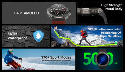 T-Rex 3 GPS Smart Watch 10ATM Waterproof Built-in Dual-band GNSS Compass Military Sport Smartwatch Men 2025 New For Xiaomi Ultra