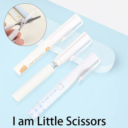 Pen shaped small, portable, and compact art paper cutting knife, student mini scissors with protective cover for greater safety