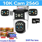 10K UHD WiFi6 Security Camera Outdoor Four Screen Surveillance Network Cam 10X Zoom PTZ 20MP Video Surveillance Smart Home