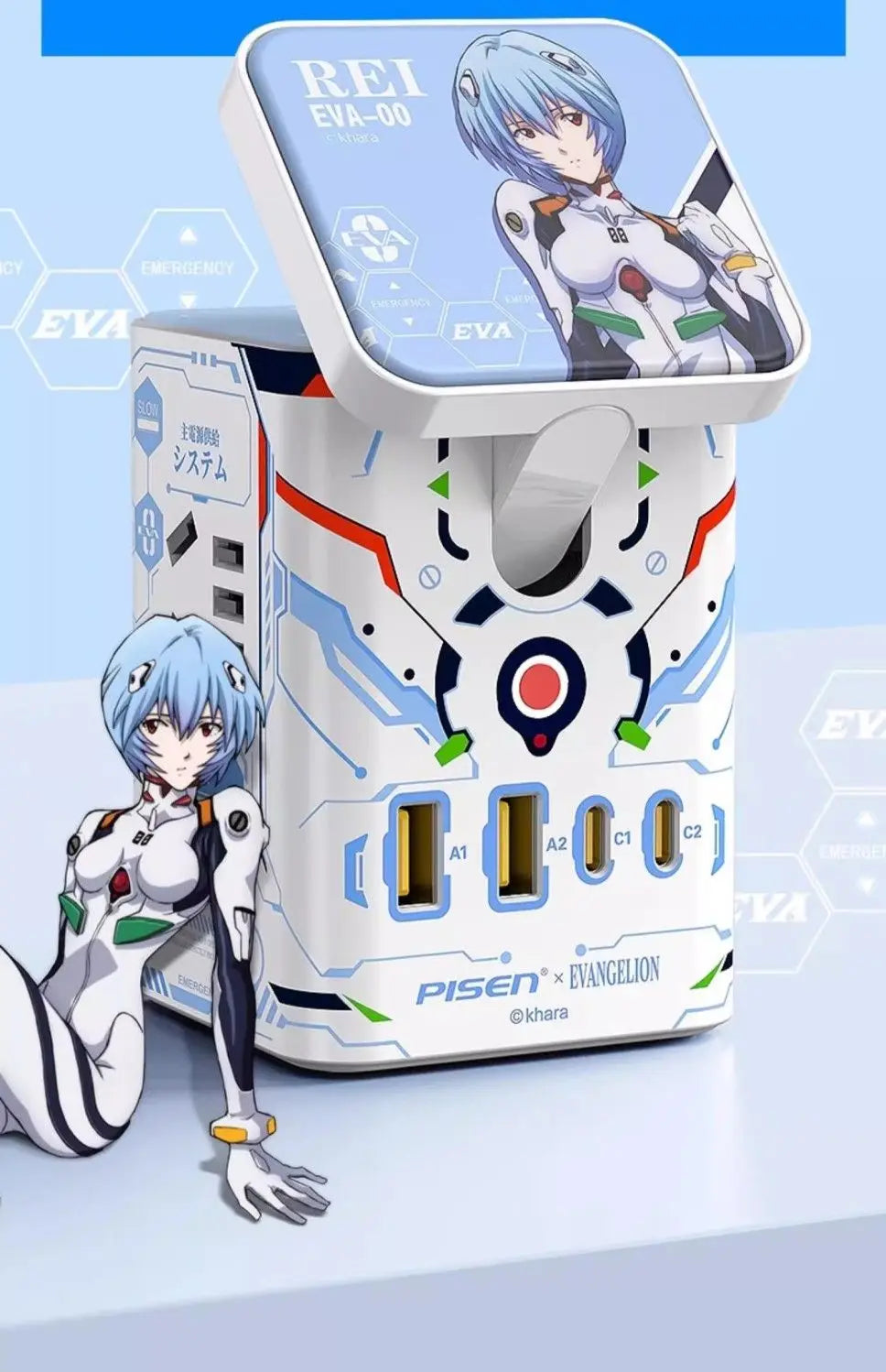Cartoon Anime Neon Genesis Evangelion EVA Multi functional Socket Asuka Ayanami Desktop Decoration Mobile Computer Accessories