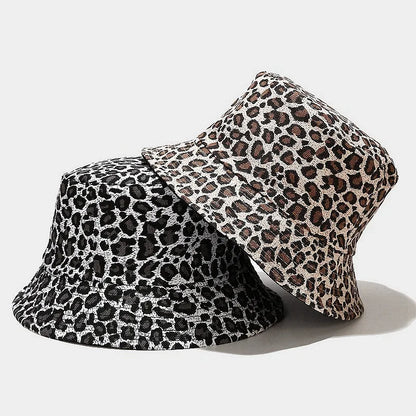 Reversible Bucket Hats Unisex Leopard Print Fisherman Hat Outdoor Sunscreen Beach Travel Hiking Sun Hat For Men Women