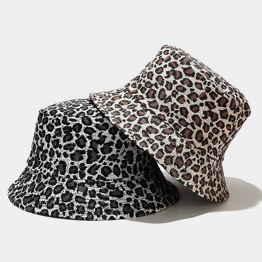 Reversible Bucket Hats Unisex Leopard Print Fisherman Hat Outdoor Sunscreen Beach Travel Hiking Sun Hat For Men Women