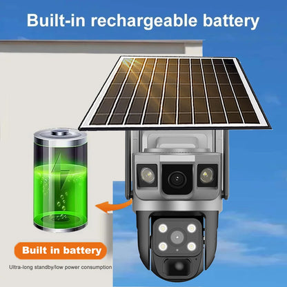 Wifi Solar Security Camera 360 PTZ Outdoor 12MP V380 Pro Cctv Dual Lens House Surveillance Cameras Smart Home Camarade Seguridad