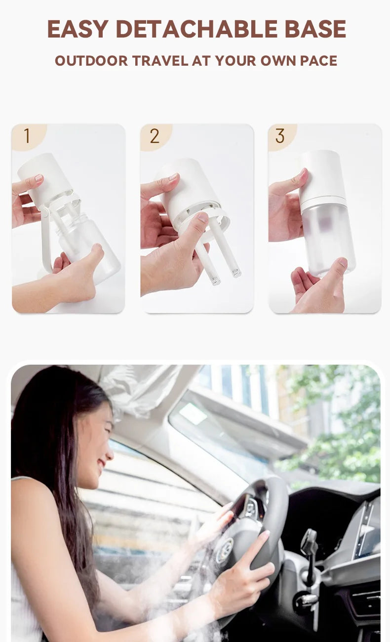 450ml Desktop Humidifier Mini Air Humidifier 360°Rotatable Dual-hole Spray Wireless Rechargeable Nano Atomization
