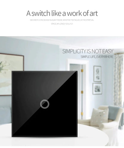 EU Touch Switch AC100-240V Led backlight Panel Tempered Crystal Glass wall Light sensory Switches 1/2/3 Gang Interruttore