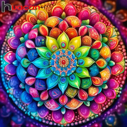 Huacan Mandala 5d Crystal Diamond Painting Flower Diamond Mosaic Crafts Supplies Adults Set For Embroidery Cross Bathroom Decor