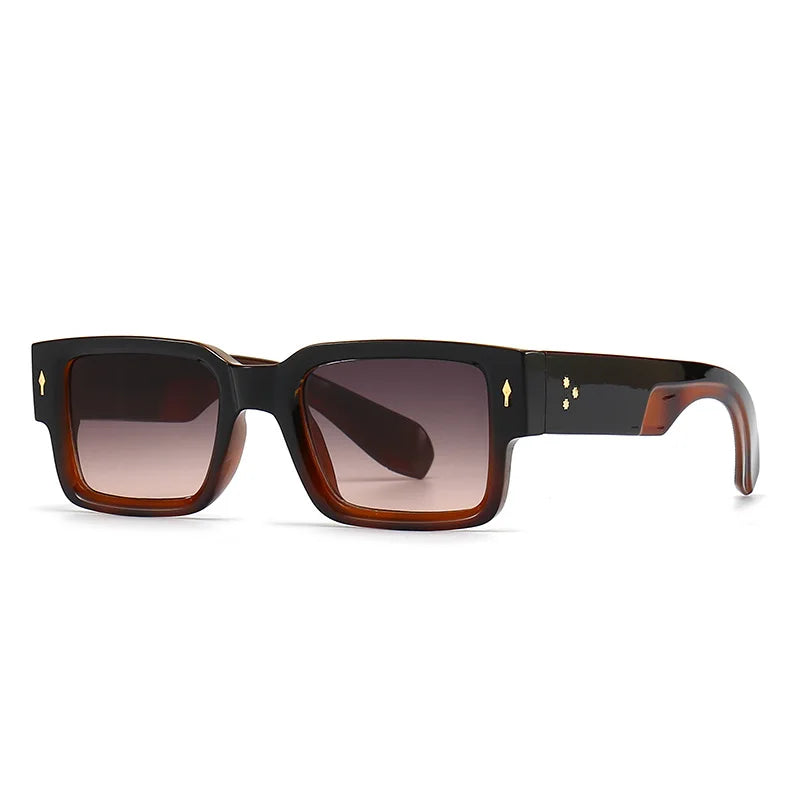 Midnite Star Ins Popular Fashion Square Rivets Men Sunglasses Vintage Punk Gradient Women Trending Dark Green Sun Glasses UV400