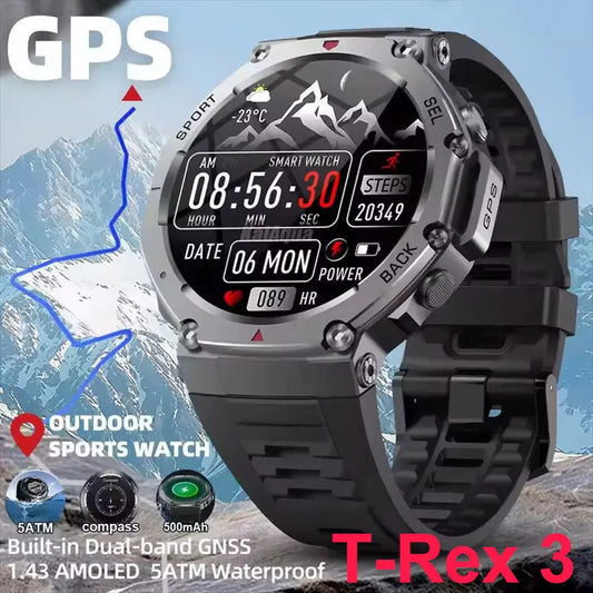 T-Rex 3 GPS Smart Watch 10ATM Waterproof Built-in Dual-band GNSS Compass Military Sport Smartwatch Men 2025 New For Xiaomi Ultra