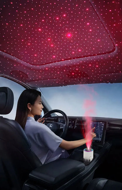USB Car Air Humidifier Starry Sky Color Night Light Rotating 280ml Small Silent Vehicle Home Air Humidification Big Fog