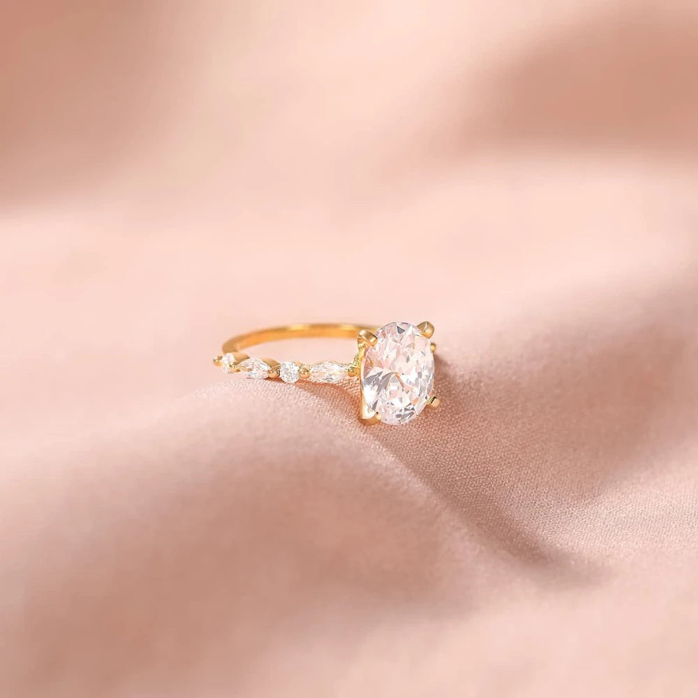 Trumium 925 Sterling Silver Luxury Ring Oval Cut Cubic Zirconia Engagement Rings  Promise Rings for Women Free Engraving