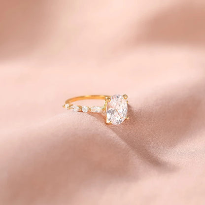 Trumium 925 Sterling Silver Luxury Ring Oval Cut Cubic Zirconia Engagement Rings  Promise Rings for Women Free Engraving