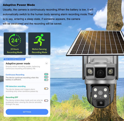 Wifi Solar Security Camera 360 PTZ Outdoor 12MP V380 Pro Cctv Dual Lens House Surveillance Cameras Smart Home Camarade Seguridad