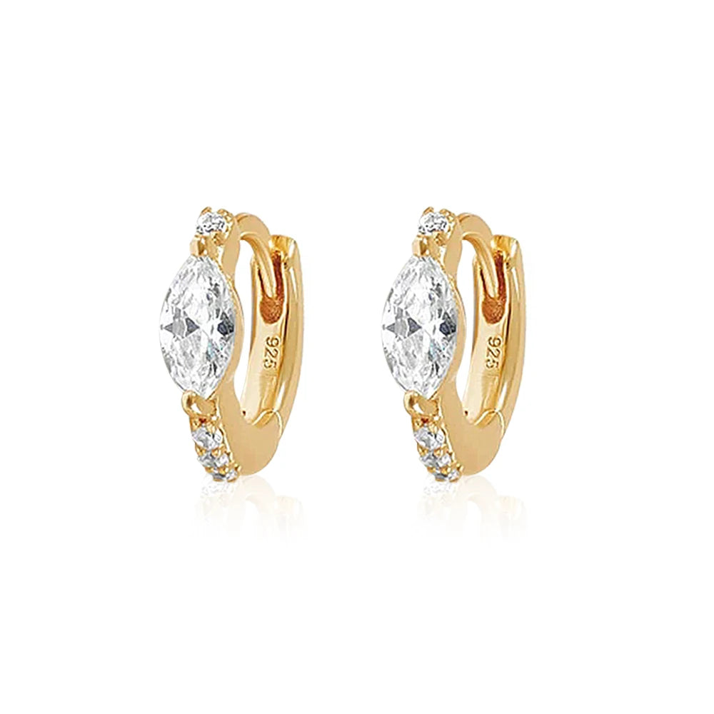 ROXI 925 Sterling Silver Classic Geometric Cubic Zirconia Earrings For Women Bride 18k Gold Plating Cartilage Ear Buckle Joias