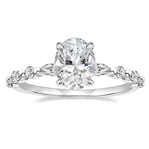 Trumium 925 Sterling Silver Luxury Ring Oval Cut Cubic Zirconia Engagement Rings  Promise Rings for Women Free Engraving