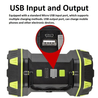 Multifunctional Camping Searchlight Rechargeable 4800mAh 18650 Battery 8 Modes Flashlight Outdoor Waterproof Emergency Work Lamp