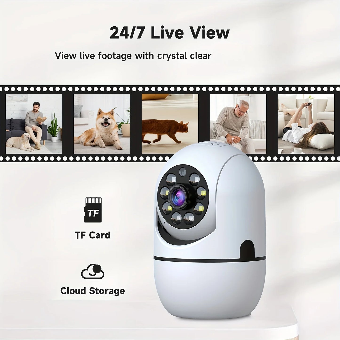 WiFi Security Camera 1080P HD Surveillance Camera Night Vision Motion Detection Siren WiFi Remote Two-Way Audio Camera