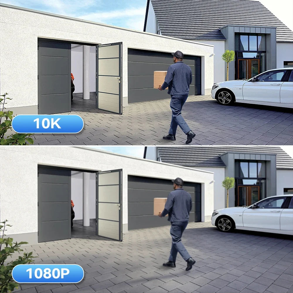 10K UHD WiFi6 Security Camera Outdoor Four Screen Surveillance Network Cam 10X Zoom PTZ 20MP Video Surveillance Smart Home