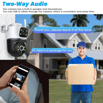 WiFi Camera Dual Lens 8MP 4K Wi-Fi Security IP Cameras Smart Home Outdoor 360 Wireless CCTV PTZ Auto Tracking Detection Tuya app
