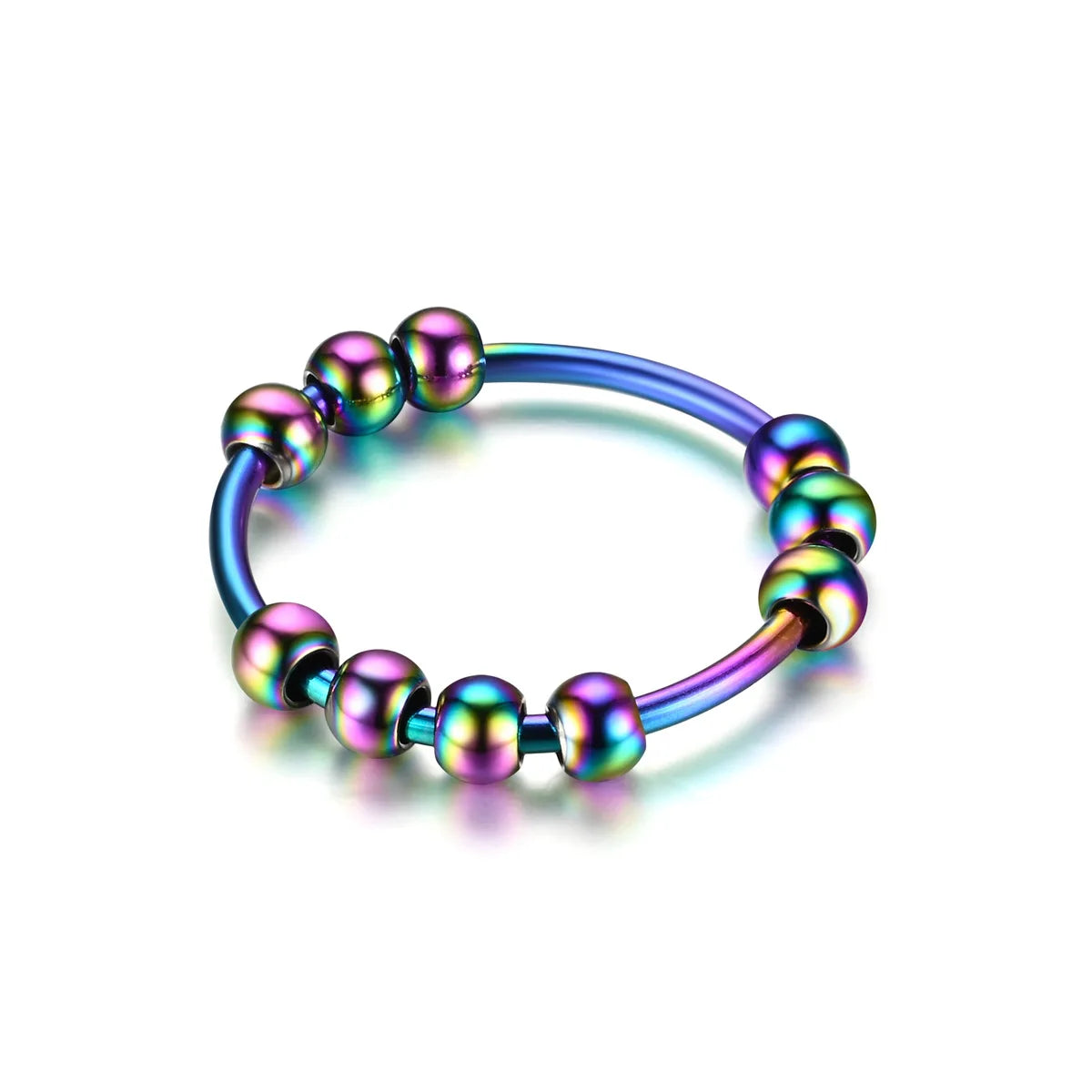 Round Bead Aspinning Anxiety Control Black Ring For Women Rotate Freely Stainless Steel Anti Stress Fidget Summer Rings Anillos