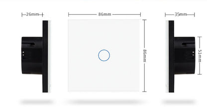 AC100-240 Touch Switch Power Led Panel Wall Light Switches Tempered Black White Crystal Glass 1/2/3 Gang Interruttore Switch