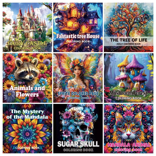 Mandala Animal Coloring Books Arts Beginners Creative Graffiti illustration Adult Handicraft DIY Drawing Book 24 Page
