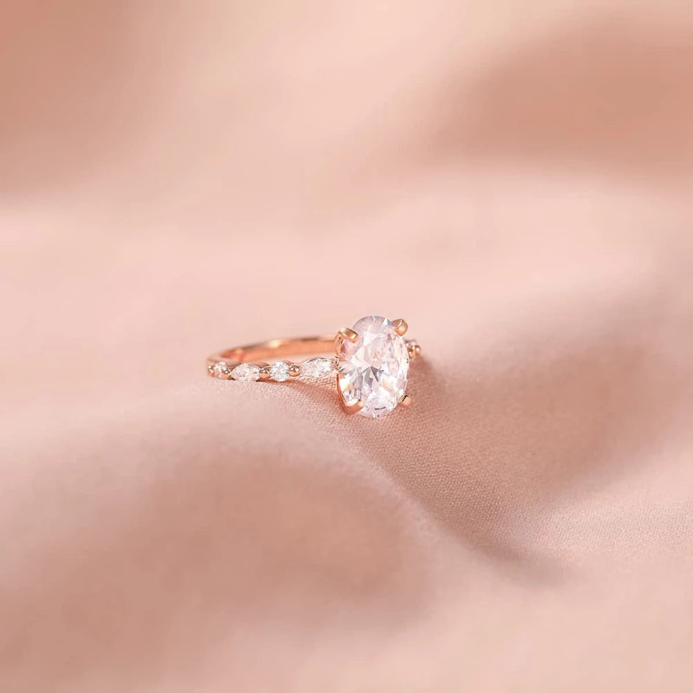Trumium 925 Sterling Silver Luxury Ring Oval Cut Cubic Zirconia Engagement Rings  Promise Rings for Women Free Engraving