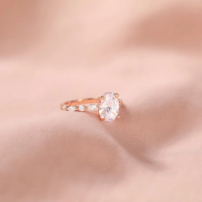 Trumium 925 Sterling Silver Luxury Ring Oval Cut Cubic Zirconia Engagement Rings  Promise Rings for Women Free Engraving