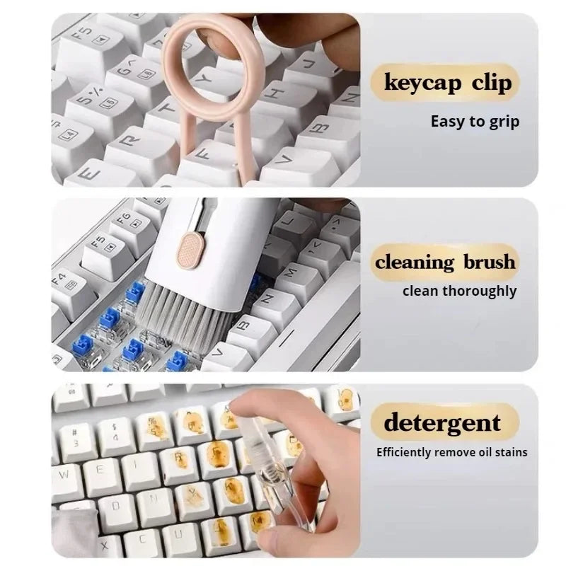 7 in 1 Computer Keyboard Cleaner Kit Earphones Cleaner Brush For AirPods Computer Tablet Laptop TV Screen Phone Cleaning Tools