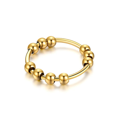 Round Bead Aspinning Anxiety Control Black Ring For Women Rotate Freely Stainless Steel Anti Stress Fidget Summer Rings Anillos