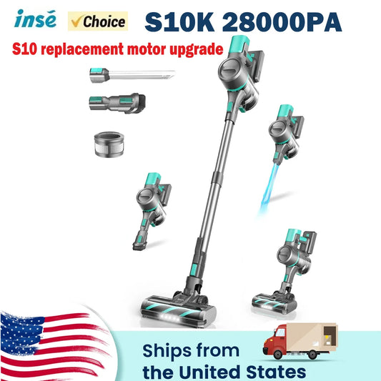 INSE S10K Cordless Vacuum Cleaner 28Kpa Suction Increase Horsepower than S10 3 Modes Handheld Stick Vacuum for Home Carpet Clean