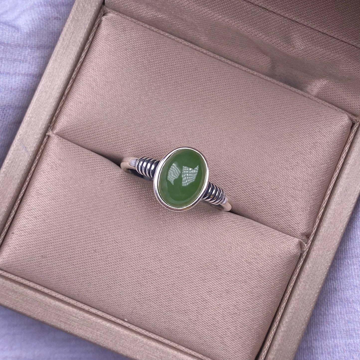 HOYON and Tian Jasper Ring s925 Sterling Silver Inlaid Jade Wedding Jewelry Fashion Simple Versatile Retro Women's Accessories