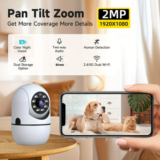 WiFi Security Camera 1080P HD Surveillance Camera Night Vision Motion Detection Siren WiFi Remote Two-Way Audio Camera