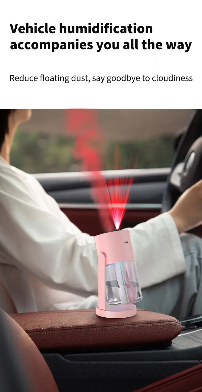 280ml Air Humidifier Desktop Humidifier with Projector & Light Adjustable Angle Cool Mist Humidifier Auto Off for Home Office