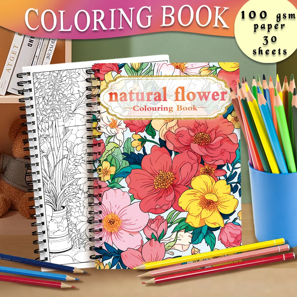 Spiral Coloring book -30 Sheets adult coloring book, 11.3 x 8.3 inches, 100g thick paper, drawing book, homecoming holiday gift