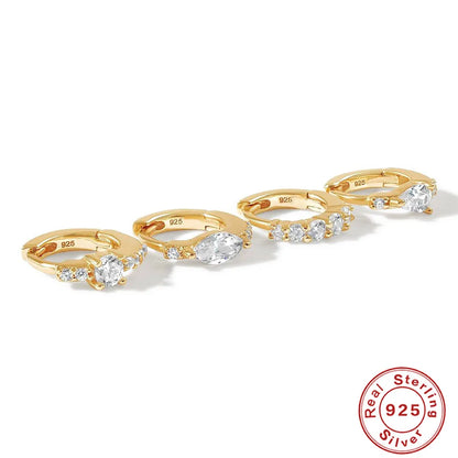 ROXI 925 Sterling Silver Classic Geometric Cubic Zirconia Earrings For Women Bride 18k Gold Plating Cartilage Ear Buckle Joias