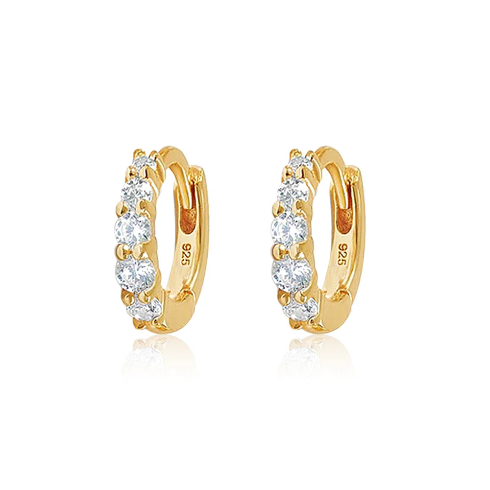 ROXI 925 Sterling Silver Classic Geometric Cubic Zirconia Earrings For Women Bride 18k Gold Plating Cartilage Ear Buckle Joias