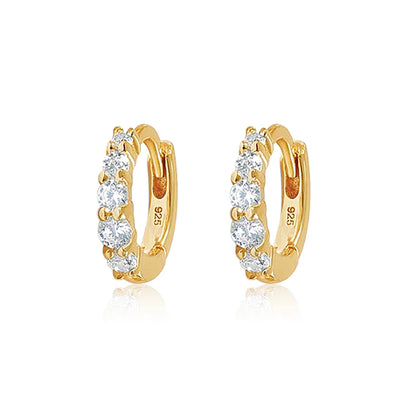 ROXI 925 Sterling Silver Classic Geometric Cubic Zirconia Earrings For Women Bride 18k Gold Plating Cartilage Ear Buckle Joias