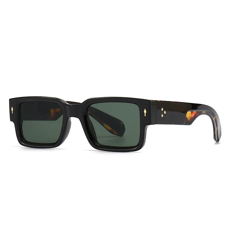 Midnite Star Ins Popular Fashion Square Rivets Men Sunglasses Vintage Punk Gradient Women Trending Dark Green Sun Glasses UV400