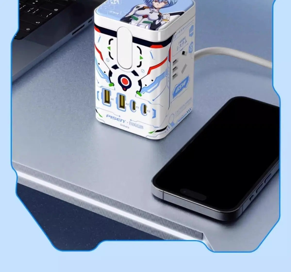 Cartoon Anime Neon Genesis Evangelion EVA Multi functional Socket Asuka Ayanami Desktop Decoration Mobile Computer Accessories