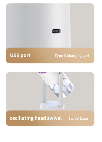 Shakes Head Desktop Portable Humidifier New Projection Starry Sky Top USB Heavy Fog Vehicle New Rotating Aromatherapy Machine