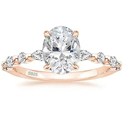 Trumium 925 Sterling Silver Luxury Ring Oval Cut Cubic Zirconia Engagement Rings  Promise Rings for Women Free Engraving