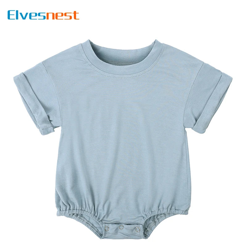 Bamboo Fiber Baby Girl Bodysuit Fashion Solid Short Sleeve Baby Boy Clothes Summer Newborn Clothes Knitted Romper 3-24 Months