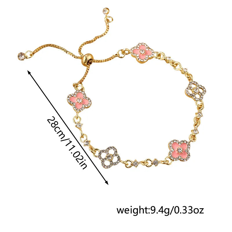 2025 Fashion High End Ultra Exquisite~Shiny Diamond Pink Women's Forest Series Bracelet, Small and Sweet Heart Shaped and Hand J